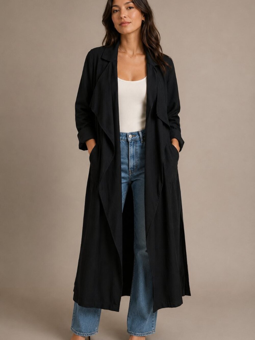 Bobeau Long Open-Front Duster Cardigan – Size Small